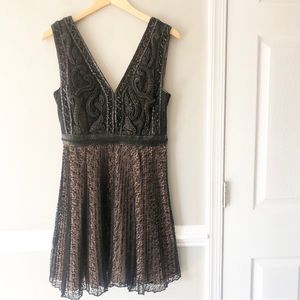 FINAL SALE!NEW French Connection Florence Black Sheer FauxLeatherMini DressSize6